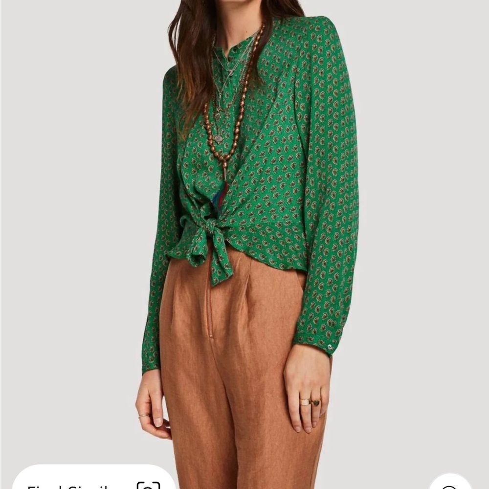 Top With Tie Detail In Green